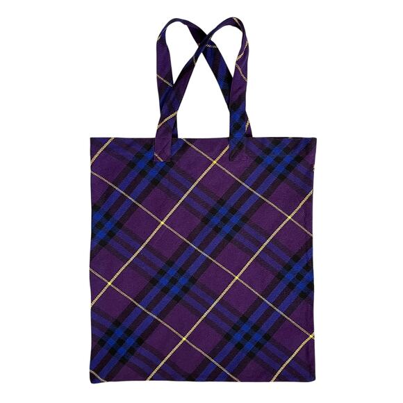 Burberry Purple Check Recycled Cotton Large Shopper Tote Bag - Picture 2 of 10